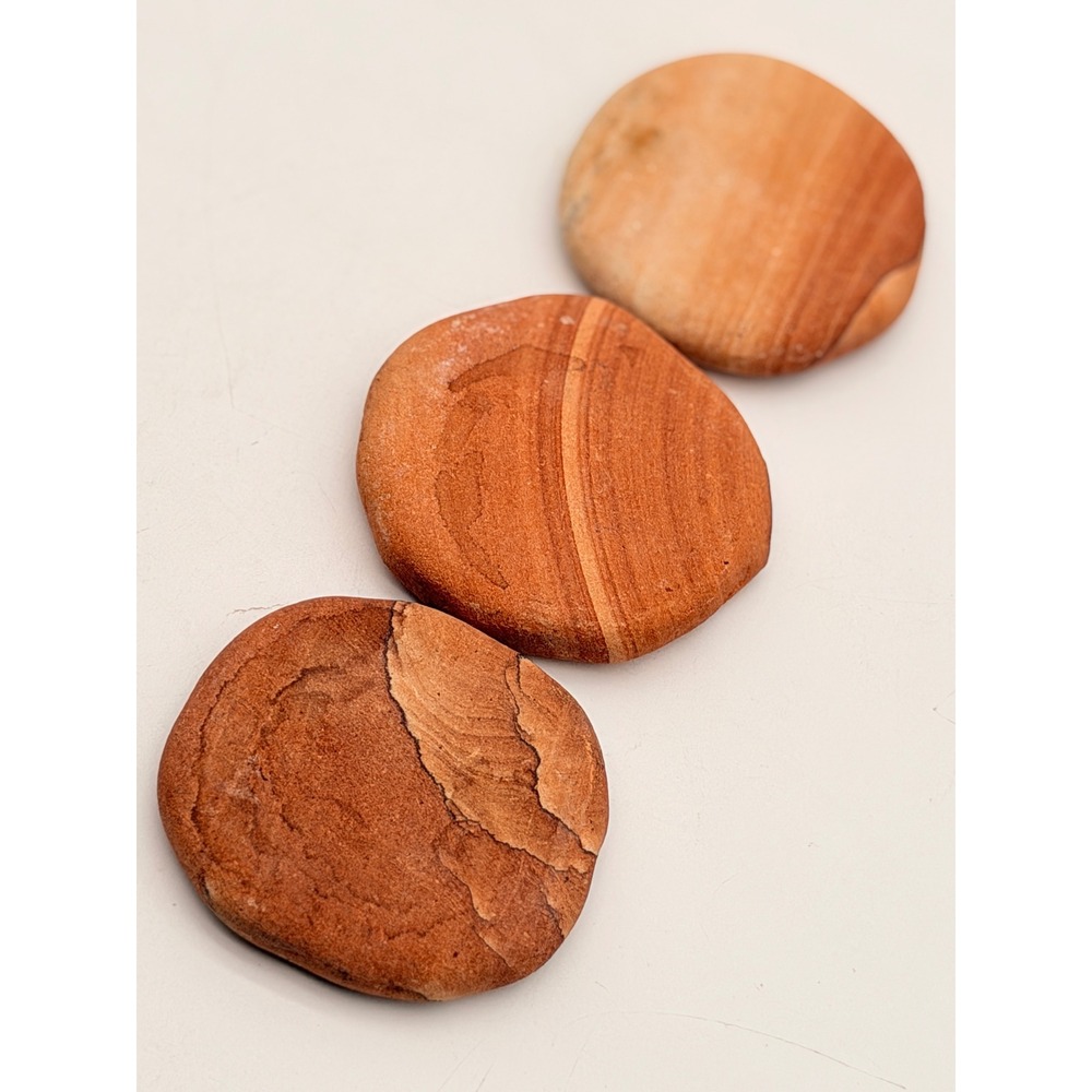Vintage Natural Sandstone Drink Coasters Set of 3 Round Desert Earth Tones Cork